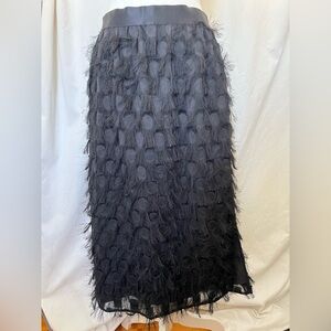 Y.A.S Elegant Black Feathered Skirt with slits on both sides Large
